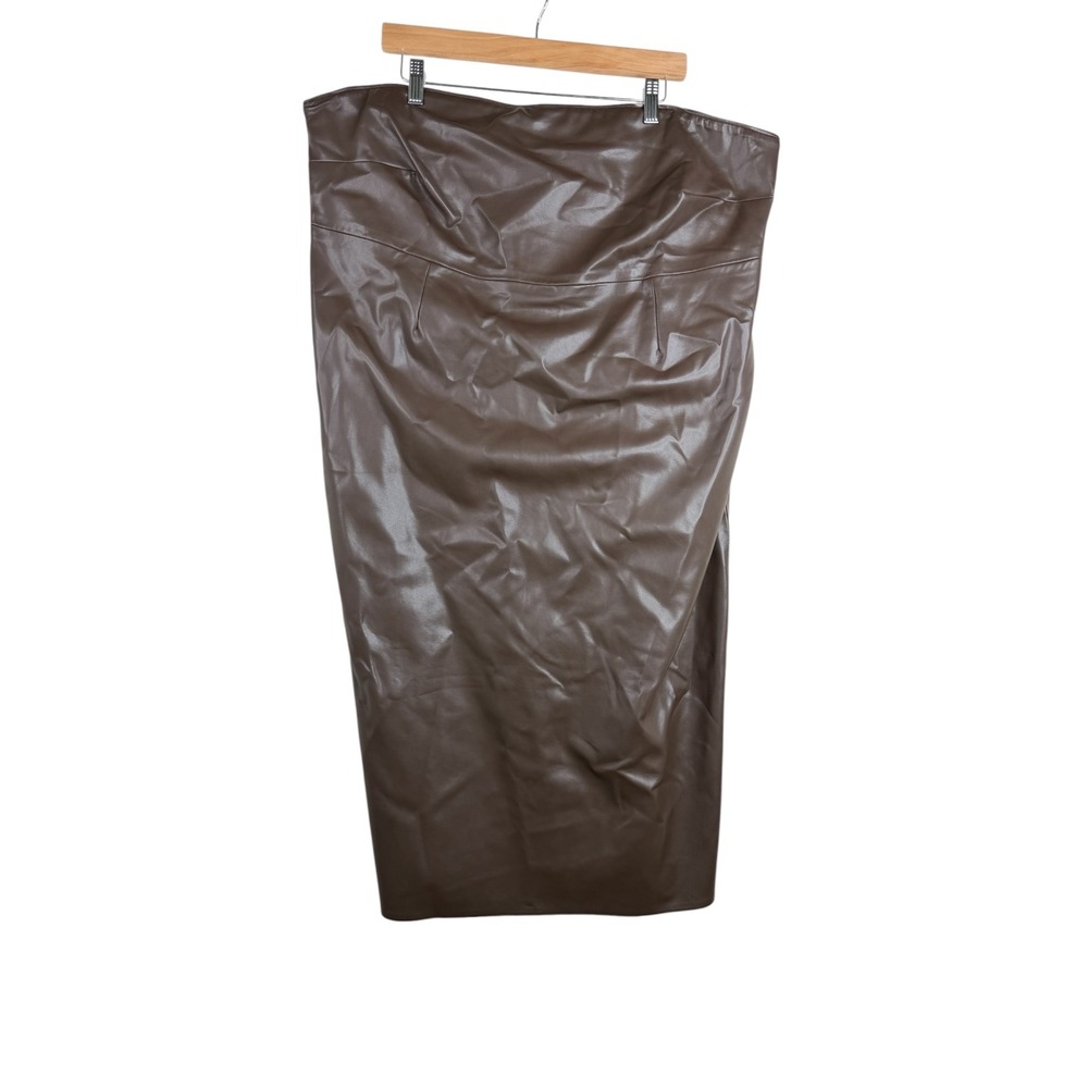 NWT Ashley Graham Women's Sienna Faux Leather Sleeveless Midi Sheath Dress 20W